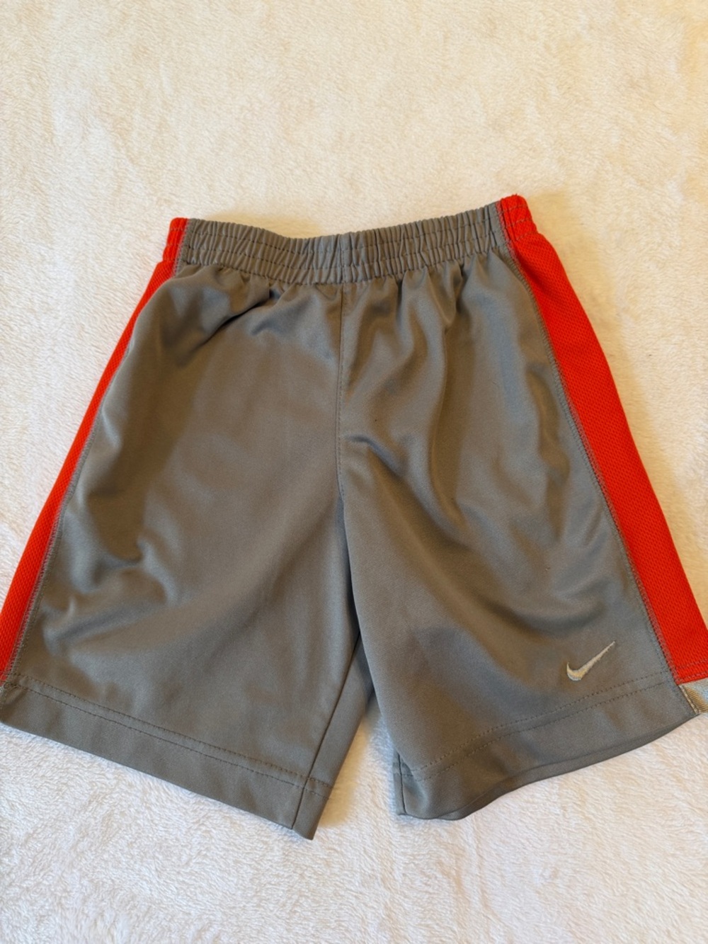 Nike Gray Shorts with Red Side Panels for Kids